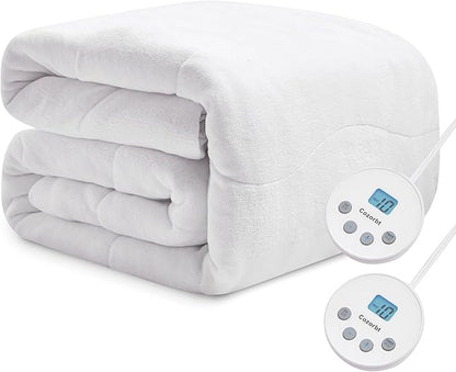 Heated Quilted Wave Mattress Pad,Queen Size Dual Control,Soft Bed Warmer,10 Heat Settings,1-12 Hours Auto-Off,Fast Heating,ETL Certified,Machine Washable,Fit Up to 18" Deep Pocket,60"x80"