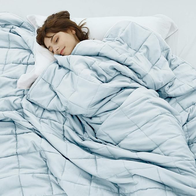 Weighted Idea Weighted Blankets for Adults (Baby Blue,60"x80",20lbs) Breathable Cooling Blanket Queen Size with Premium Glass Beads Heavy Soft Throw Blanket for All-Season