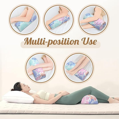 Knee Pillow for Back Sleeping – Half Moon Bolster Pillow for Legs,Under Knee While Sleeping Support, Leg & Back Pain Relief (21.5x9x5 Inches),Machine Washable Cover