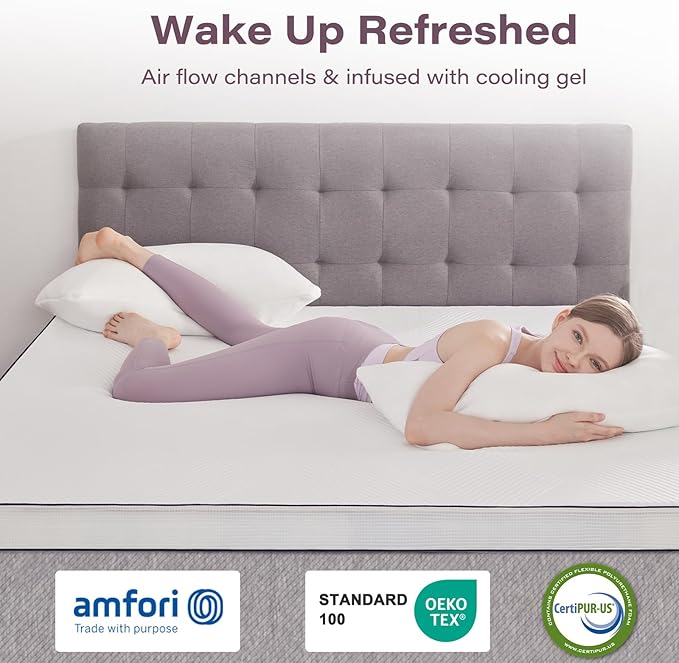 Mattress Topper Twin XL College Dorm 2 Inch Memory Foam Ventilated Breathable Cooling Mattress Pad with Removable Soft Cover Portable Bed Topper for Back Pain, CertiPUR-US Certified
