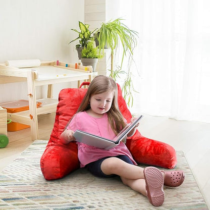 Nestl Reading Pillow with Shredded Memory Foam, Designed for Sitting Up in Bed and Couch, Back and Arms Adjustable Support for Adult & Teens Backrest Pillows for Reading, with Washable Cover Red