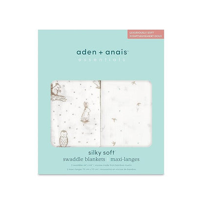 aden + anais Silky Soft Swaddle Blanket, Boutique Muslin Blankets for Girls & Boys, Baby Receiving Swaddles, Ideal Newborn & Infant Swaddling Set, Perfect Shower Gifts, 2 Pack, Healing Nature