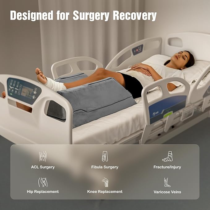 LightEase Adjustable Leg Pillow, Leg Elevation Pillows for After Surgery, Memory Foam Knee Hip Ankle Support for Pain Relief, Recovery, Blood Circulation, Swelling, Injury, Rest