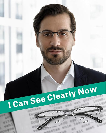 3 Pack Blue Light Blocking Reading Glasses Men Readers Anti Glare UV Metal Semi-frame Spring Hinge Lightweight Sturdy Trendy Eyeglasses 2.75+