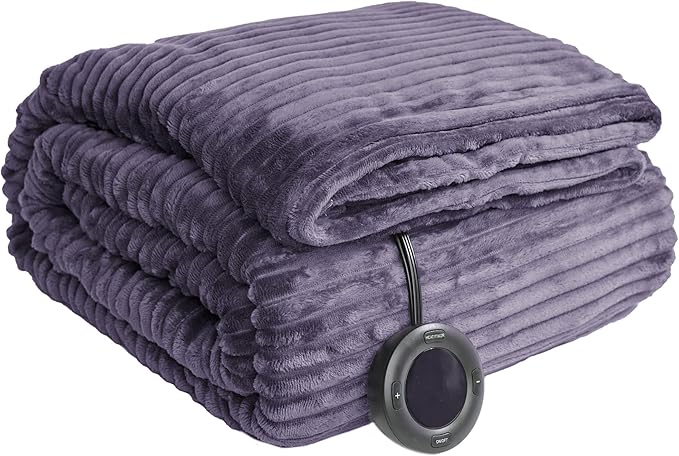 Heated Blanket Twin Size 62"x84",ETL Certification-10 Heating Levels Electric Blanket&1-10 Hour Auto Off,Machine Washable Heating Blanket (Purple)