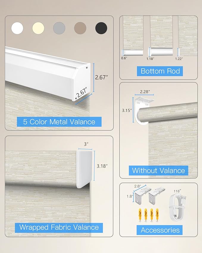 Motorized Roller Shade with Remote Control, Blackout Electric Shade for Windows Compatible with Alexa Google via Hub, Rechargeable Smart Window Blind Customized Size (Texture Light Coffee)