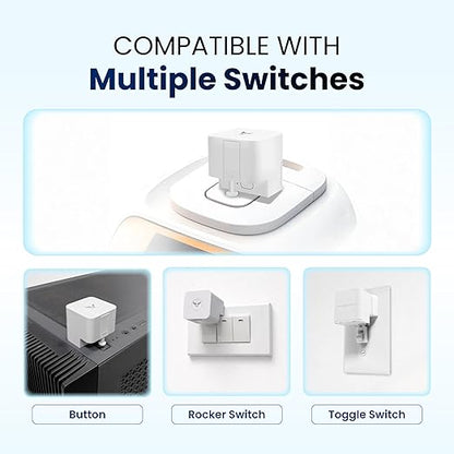 Smart Finger Bot (Gateway Included), Supports Button/Rocker/Toggle Switch, Wireless Bluetooth Control, 2.4GHz Wi-Fi Only, No Wiring Needed, Timer and App Integration, Google/Alexa Compatible
