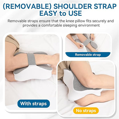Long Knee Pillow for Side Sleepers Between Legs, Memory Foam Leg Pillow for Side Sleeping with Strap, Sciatica Pain Relief Pillow for Hip Pain, Spine Aligning, Back Pain, Pregnancy-Under