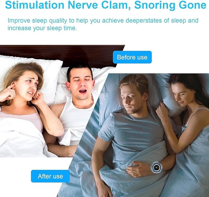 Anti Snoring Wristband Device, Anti Snore Wrist Aid with 7-Speed Intensity Adjustment, Effective Snoring Prevention & Sleep Aid, Improve Nighttime Sleeping for Men & Women