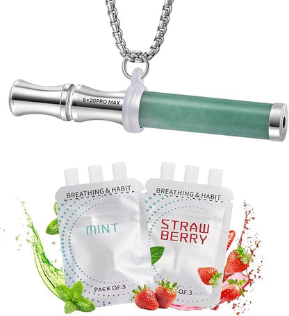 Breathe Free Necklace, Natural Stone Breathing Necklace for Stress Relief, Mindfulness and Relaxation, Anxiety Necklace Mindful Breathefree Calm Tool with Plant Cores, Portable Wellness Gift for Adult