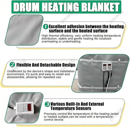 IBC Tote Heater Blanket, IBC Container Heater, IBC Tote Freeze Protection, Smart Temperature Control up to 150°C, IBC Tote Blanket with Thermostat, Barrel Heating Equipment Black-55Gallon/200L