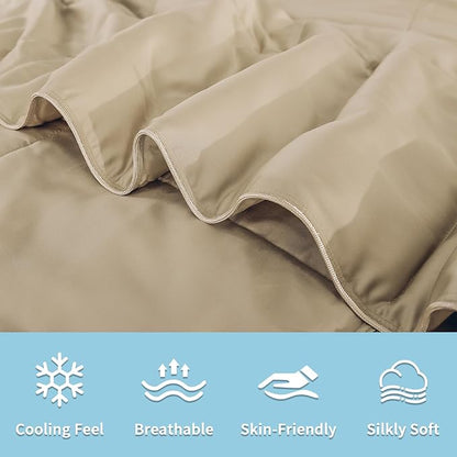 NEXHOME PRO Viscose from Bamboo Comforter Twin Size, Cooling Lightweight Duvet Insert, Organic Natural Summer Bedding Blanket for Hot Sleepers,8 Corner Tabs 90" L x 65" W
