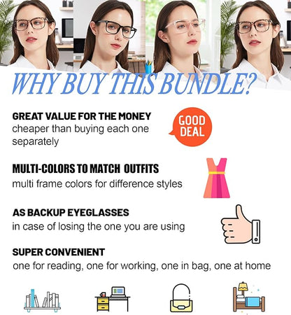4 PACKS Blue Light Blocking Reading Glasses Women 1.0 1.25 1.5 1.75 2.0 2.25 2.5 2.75 3.0 3.5 4.0 5.0 6.0