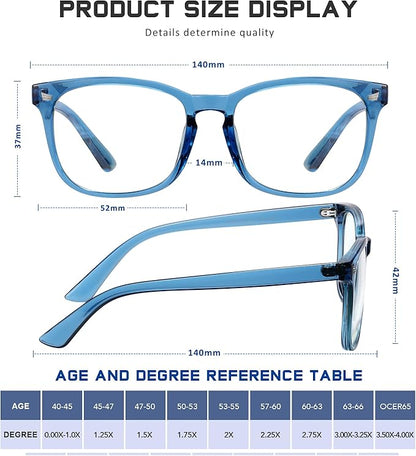 Reading Glasses for Women Men - Blue Light Blocking UV Filter Readers, Anti Eyestrain Eyeglasses