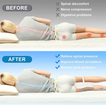 Knee Pillow for Side Sleepers Memory Foam Sciatica Pain Relief Leg Pillow, Removable Breathable Cover & Elastic Strap White