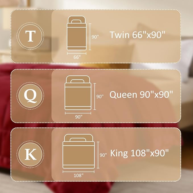 downluxe King Size Blanket with Satin Trim, Lightweight Down Alternative King Blanket for All Season, Machine Washable (Red, 108 x 90 Inch)