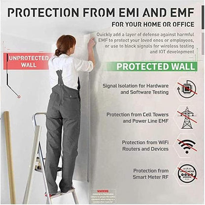 Faraday Fabric,EMF RF RFID Shielding Self-Adhesive Wallpaper,EMI Isolation,Military Grade DIY Shielding Fabric(Size:1x1.1m) (Color : 1x1.1m)