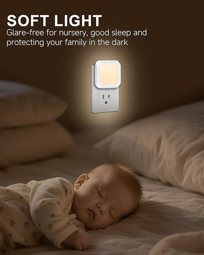 Night Light Plug in 2 Pack - Bedroom for Kids Baby Nursery Adjustable Brightness - 3000K Warm Lights LED Dusk to Dawn Bathroom Hallway Lamp for Toilet
