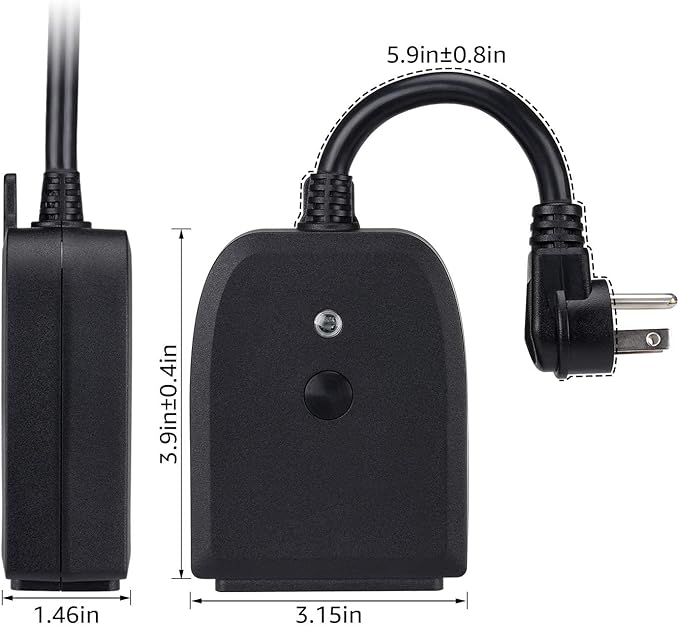 LITEdge WiFi Outdoor Smart Plug 250V, 2 Independently Control Sockets Power Outlet, Compatible with Google Home & Alexa, APP Cordless Remote Timer, Waterproof, Pack of 2