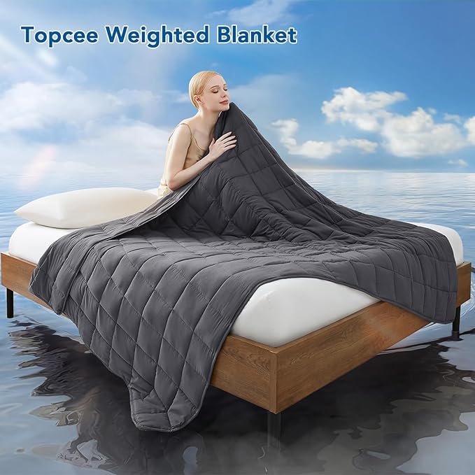 Topcee Weighted Blanket for Adults (25 lbs, 60" x 80") Queen Size Soft Cooling Heavy Blanket Sleeping, Apply to 240-260 lbs Body, Thick Breathable Blanket with Glass Bead, Easy Care