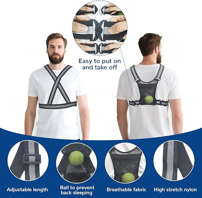 Sleep Position Trainer, Adjustable Side Sleeping Position Training Vest, Includes Balls to Prevent Sleeping on Back - Change Sleeping Position on Your Back or Improve Your Breathing