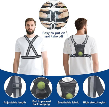 Sleep Position Trainer, Adjustable Side Sleeping Position Training Vest, Includes Balls to Prevent Sleeping on Back - Change Sleeping Position on Your Back or Improve Your Breathing