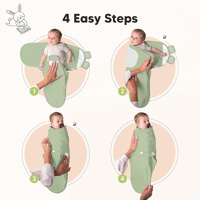 3-Pack Organic Baby Swaddle Sleep Sacks - Swaddles for Newborns, Infant 0-3 Months, Baby Girls, Boys, Soft & Snug Newborn Sleep Sack, Nursery Swaddling Blankets (Slate, OS)