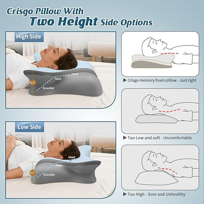 Cervical Neck Pillow - Cooling Pillow for Neck Pain Relief, Ergonomic Side Sleeper Pillow for Sleeping, Contour Memory Foam Pillows for Neck Support, Orthopedic Bed Pillow for Back Stomach Sleepers