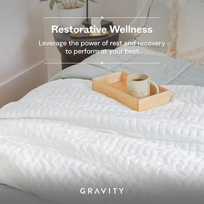 Gravity Weighted Blankets for Adults, 15lbs White (48" x 72", Twin/Single) - Heavy Comfort Cotton Blanket with Glass Beads - Ultra-Soft Premium Breathable Microfiber Duvet Cover - Machine Washable