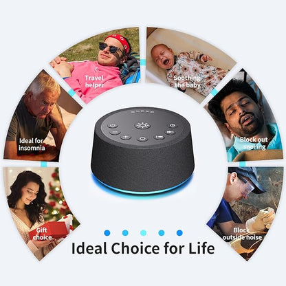 SoundLegend White Noise Sleep Sound Machines 30 Sounds 12 Colors Light 32-Level Volume 5 Timers for Home Travel Gift Adjustable Brightness Memory Function Compact