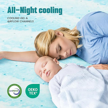 NEWBULIG Mattress Toppers Memory Foam Full, 3 Inch Thick Bed Topper Pad Cooling Gel Infused Soft Comfy Padding Breathable for Sleeper Sofa Couch RV Camper, CertiPUR-US Certified