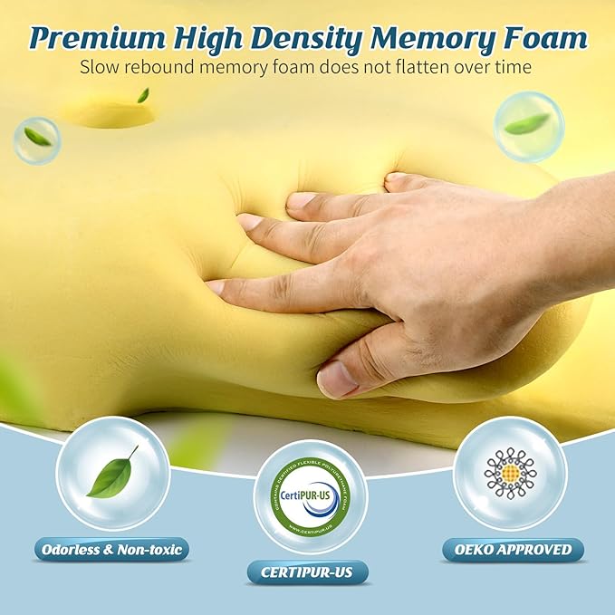 Cervical Neck Pillow - Cooling Pillow for Neck Pain Relief, Ergonomic Side Sleeper Pillow for Sleeping, Contour Memory Foam Pillows for Neck Support, Orthopedic Bed Pillow for Back Stomach Sleepers