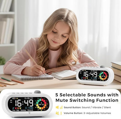 Mooking Alarm Clocks for Bedrooms, Digital Visual Timer for Kids, Rechargeable 199-Minute Silent Countdown Timers, Focus & Smoother Routines, Fitness Baking Studying Teaching