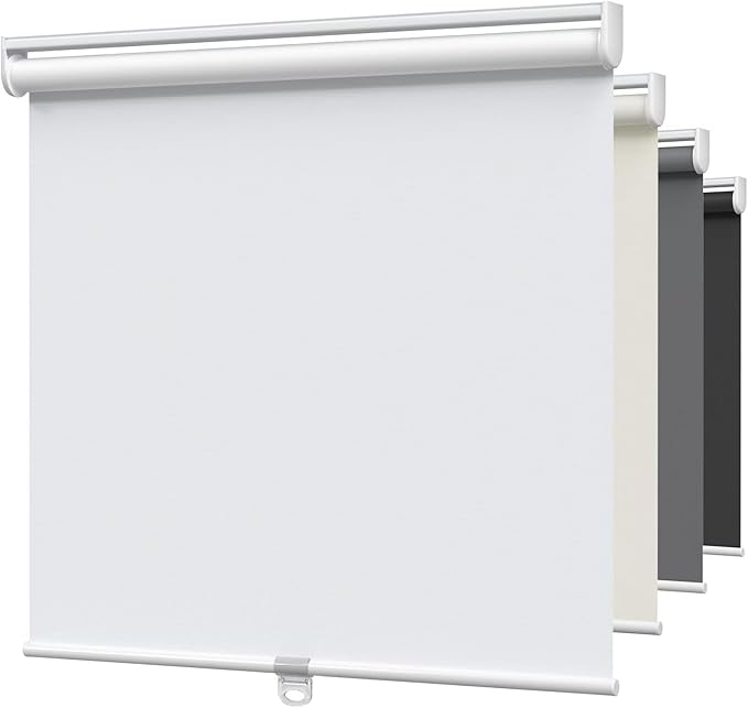 MYshade Blackout Cordless Roller Shades, Room Darkening Free-Stop Roll Up Blinds for Windows, Pull Down Blocking Blind for Home and Office, Easy to Install, 42.5" W X 72" H, White
