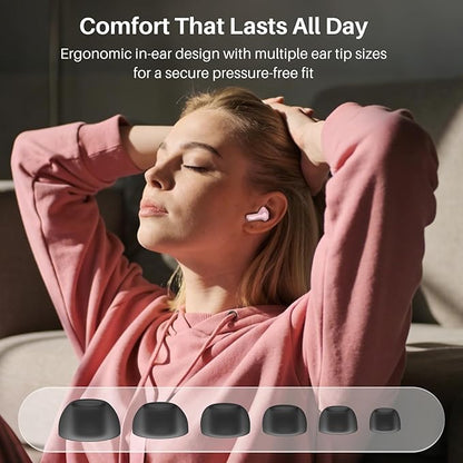 TOZO Hybrid Active Noise Cancelling Wireless Earbuds with 6 Mics AI Clear Call Ear Buds 68H Playtime with LED Display 32 Preset EQs via APP Bluetooth 5.3 IPX8 Waterproof in Ear Headphones