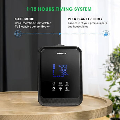 VIVOSUN 4.5L 2-in-1 Cool & Warm Mist Ultrasonic Humidifier with Essential Oil Box & Remote Control for Bedrooms, Offices, Plants, Babies, Dryness, and Skincare