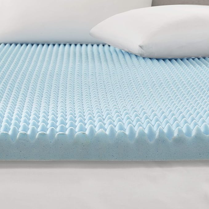 Sleep Philosophy Gel Infused Memory Foam Mattress Topper Luxurious, All Season Enhanced Bed Support, Full, 3" Thick, Without Cover Blue