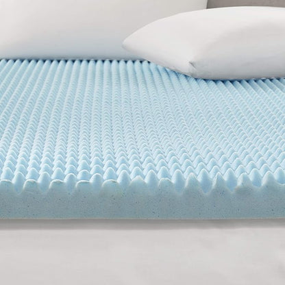 Sleep Philosophy Gel Infused Memory Foam Mattress Topper Luxurious, All Season Enhanced Bed Support, Queen, 3" Thick, Without Cover Blue