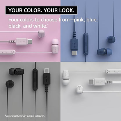 Sony IER-EX15C USB-C Plug, Wired in-Ear Headphones for iPhone and Android Phones, with Built-in Multi-Function Button, Volume and Mic Control, Supports USB Audio Class 1.0 Devices, White