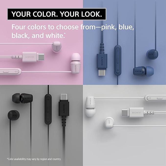 Sony IER-EX15C USB-C Plug, Wired in-Ear Headphones for iPhone and Android Phones, with Built-in Multi-Function Button, Volume and Mic Control, Supports USB Audio Class 1.0 Devices, Black