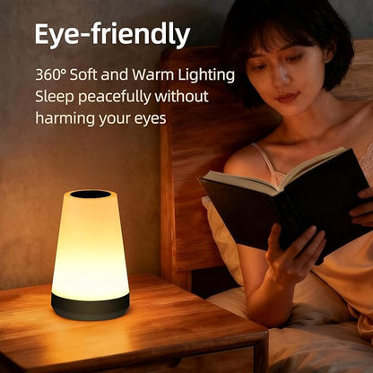 Night Light, Dimmable Touch Lamp and Remote Control, 13 RGB Colors & 5 Brightness, Rechargeable Bedside Table Lamp for Baby Kids Nursery Bedroom Bathroom Camping (Black)