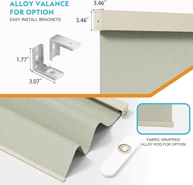 Motorized Blinds with Remote, Smart Blind Roller Shades Compatible with Alexa, Durable Rechargeable Battery Solar Power Electric Window Blinds Motorized Shades Customized Size (3-layer Beige)