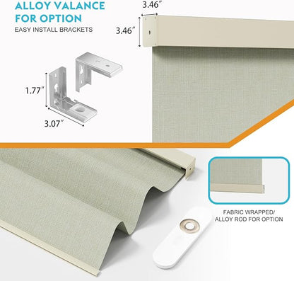 Motorized Blinds with Remote, Smart Blind Roller Shades Compatible with Alexa, Durable Rechargeable Battery Solar Power Electric Window Blinds Motorized Shades Customized Size (3-layer Beige)