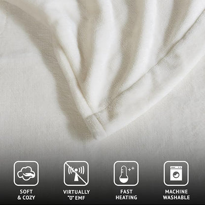 Beautyrest Heated Electric Blanket for Cold Weather, Fast Heating Heated Blanket, Auto Shut Off, Virtually Zero EMF, Multi Heat Setting, UL Certified, Ivory King (90 inx100 in)