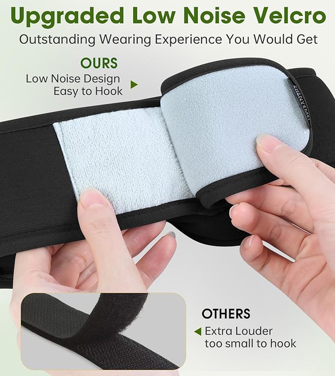 Bamboo Cotton Large Sleep Mask with Bluetooth Wireless Headphones - Blackout Eye Mask for Sleeping 3D Contoured Sleep Headband Ear Muffs Lengthen & Low Noise Hook for Better Experience (Black)