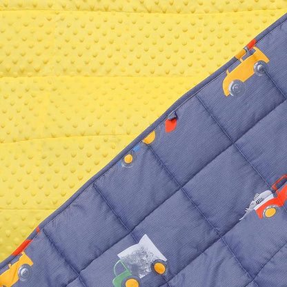 Uttermara Weighted Blanket 5 lbs, Ultra Cozy Minky Fleece and Cotton Sided with Cartoon Patterns, Reversible Heavy Blanket Great for Sleeping, 36x48 inches, Blue Car World