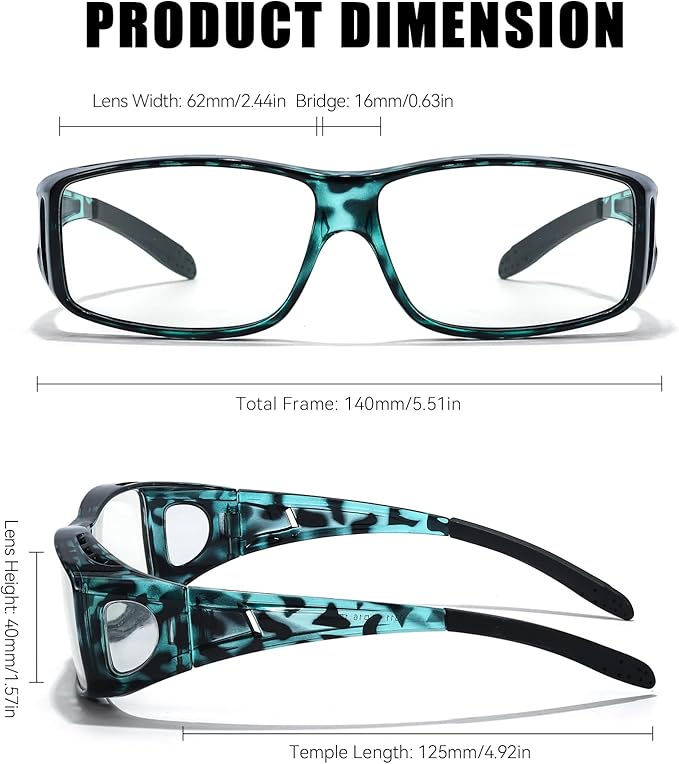 LVIOE Fit Over Blue Light Blocking Glasses and Computer Eyewear- Wear Over Prescription Glasses/Reading Glasses/RX Glasses