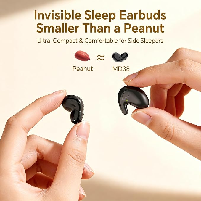 Flat Sleep Mini Invisible Small Tiny Earbuds Wireless Bluetooth Ear Buds for Sleeping Headphones Micro Smallest Discreet Sleep Earbuds Earphones for Side Sleepers, Small Ears Canals Women, Work