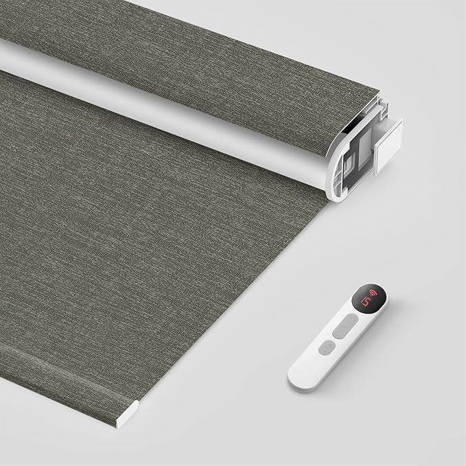 Bringnox No Drill Motorized Blinds with Remote,Blackout Windows,with Apple Homekit,Alexa,Google, with App,Voice Control Custom Size