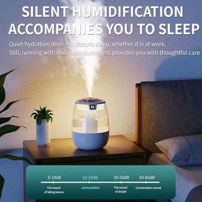 Humidifier for Bedroom,1.8L Cool Mist Humidifier with Night Light, Humidifiers for Home and Plants Baby Room with 20dB Quiet,Waterless Auto-Off